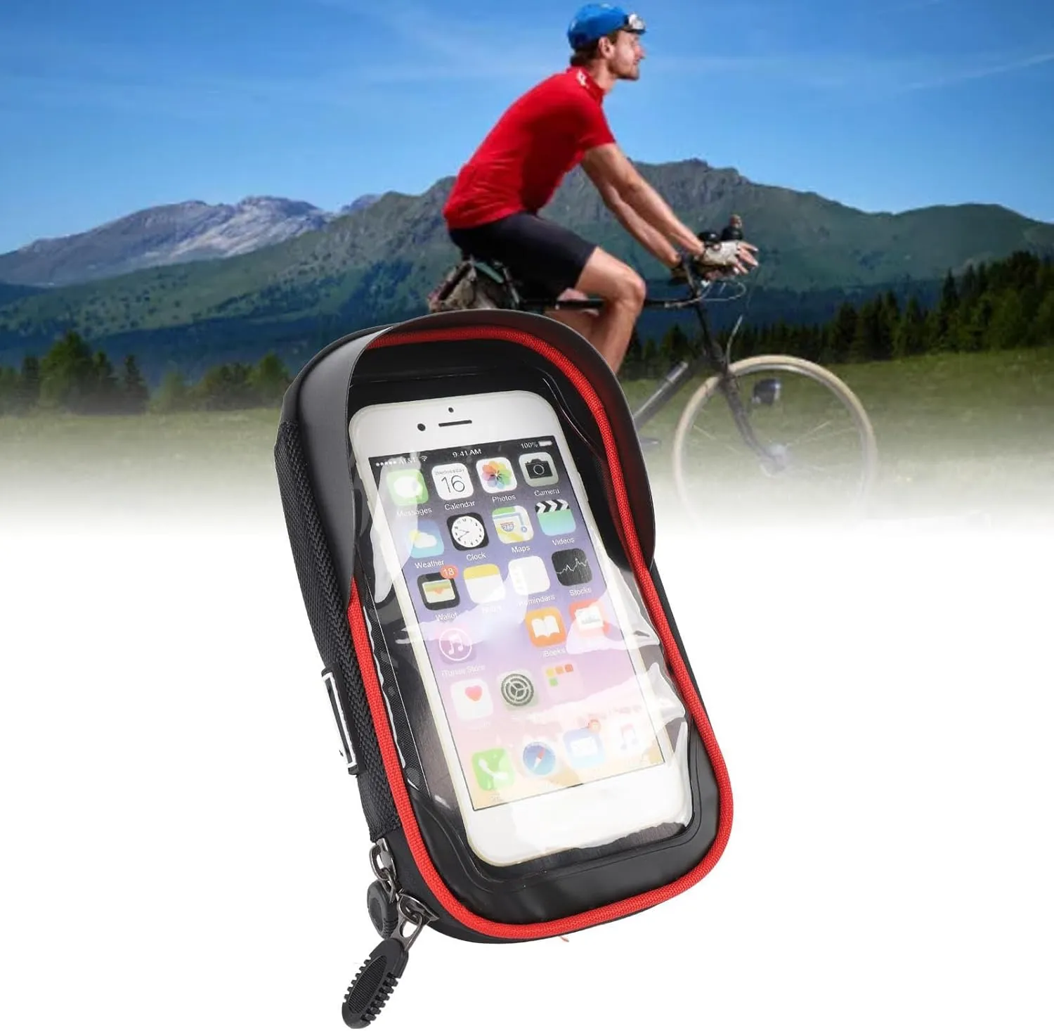 Cycle Phone Front Frame Bag Water Proof Anti Glare Sunshade Design Convenient Accessory Ports for Motorcycle Riders Polyester Fiber