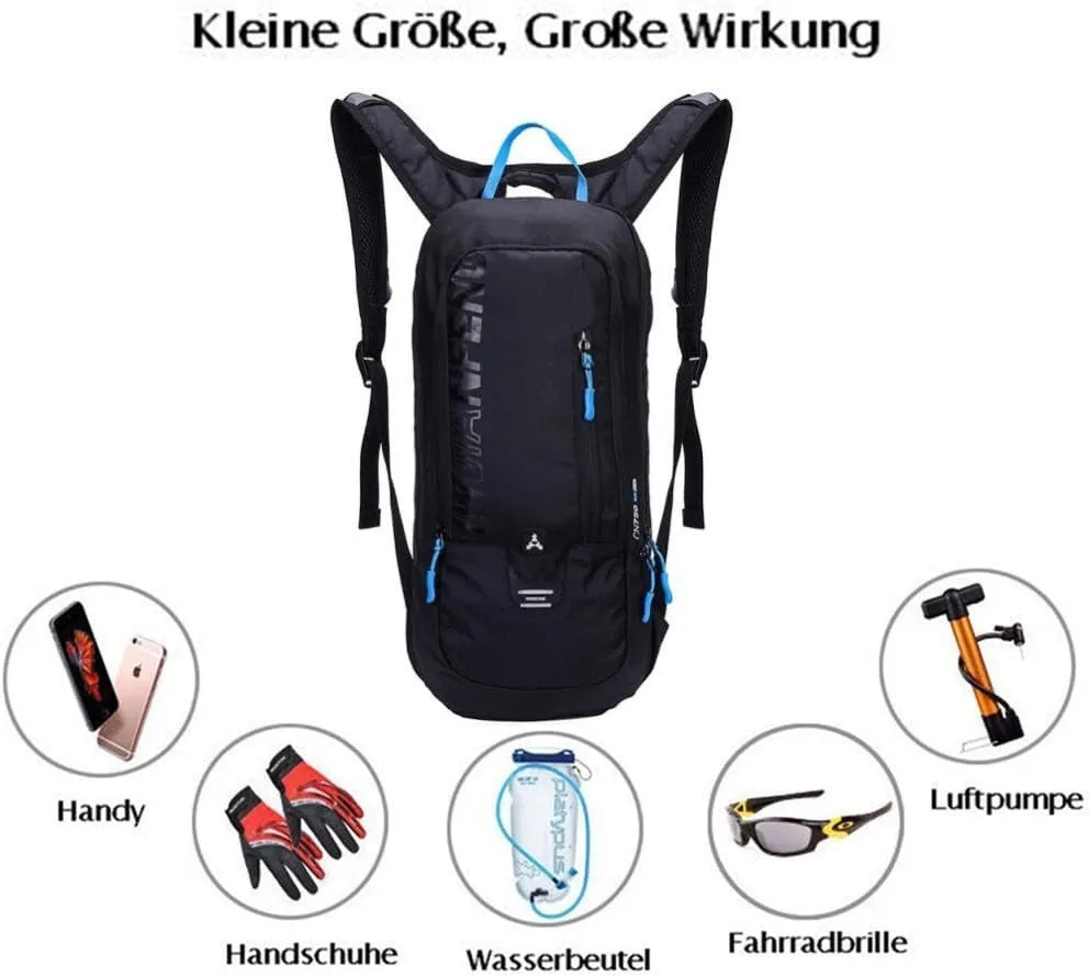 Cycling Backpack, 10L Bicycle Backpack Waterproof Breathable Bag for Outdoor Travel Hiking Climbing Biking Running Skiing (Black)