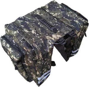 Cycling Bike Double Pannier Rear Seat Bag Pouch Saddle Bag Trunk Bag - Camouflage Green