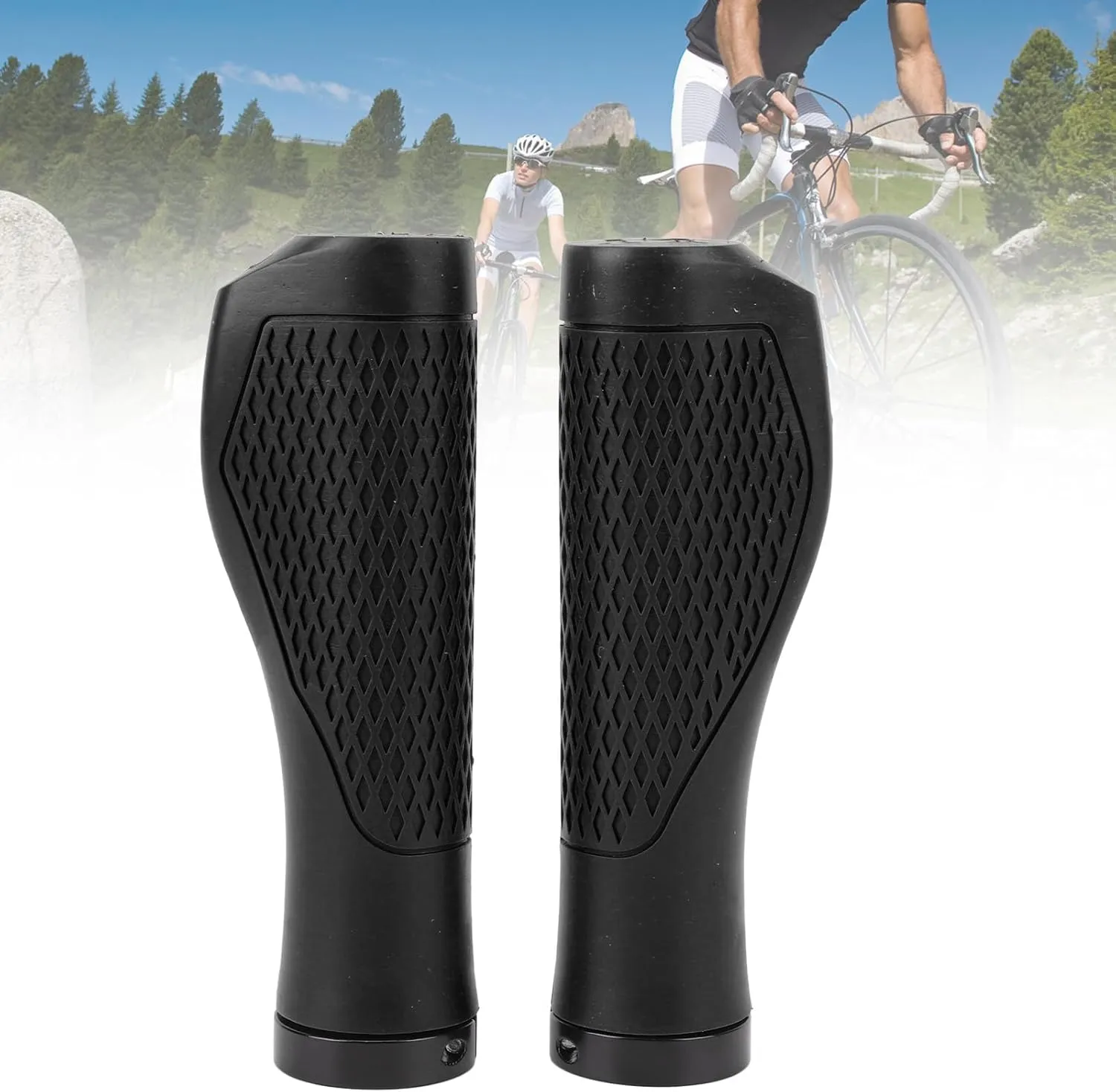 Cycling Handlebar Grips Rubber Anti Slip Shock Absorbing Ergonomic Cycle Locking Handle Grips for Biking