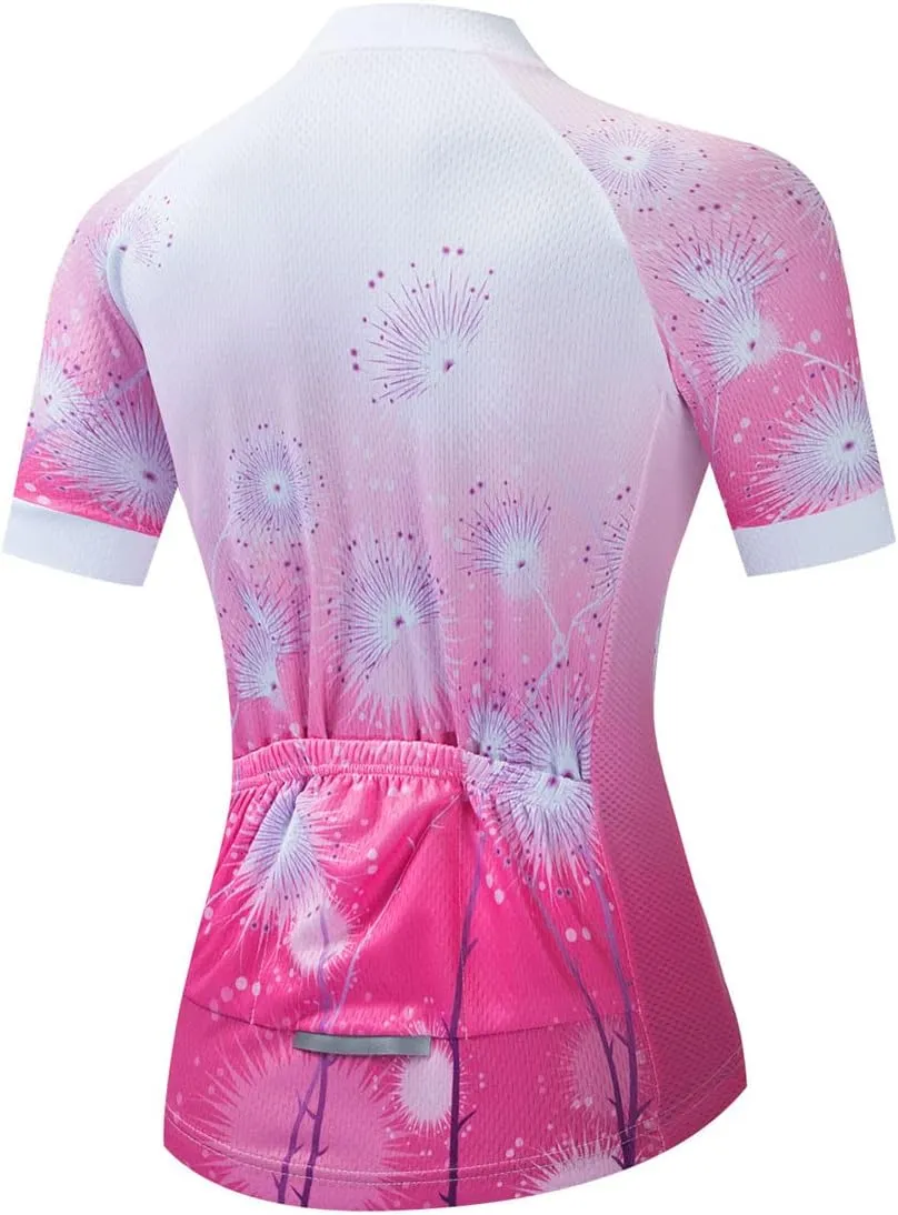 Cycling Jersey Women, Short Sleeve Ladies Bike Shirt Bicycle Clothing for Biking Biker MTB Cyclist Dirt BMX Road Mountain