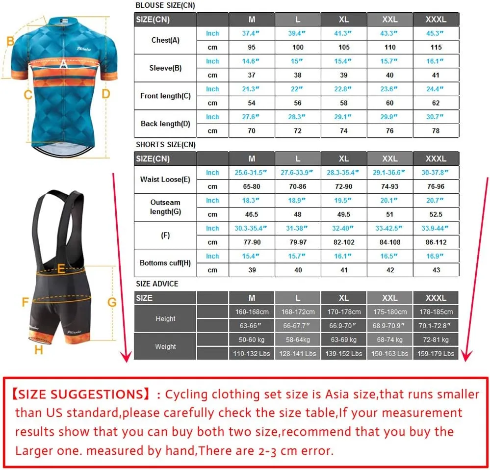 Cycling Kits for Men Cycling Jersey Set Uniform Clothes Bike Bicycle Shirt 3D Gel Pad Cushion Bibs Shorts