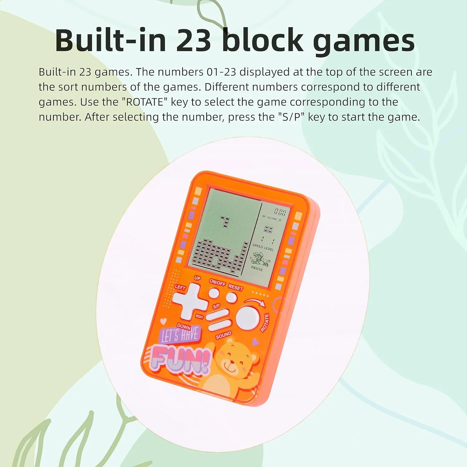 CZT Handheld Block Game Console Built-in Multiple Classic Retro Brick Games Electronic Entertainment Student Game Machine Game playerPortable Gaming Device Kids Girls (Blue)