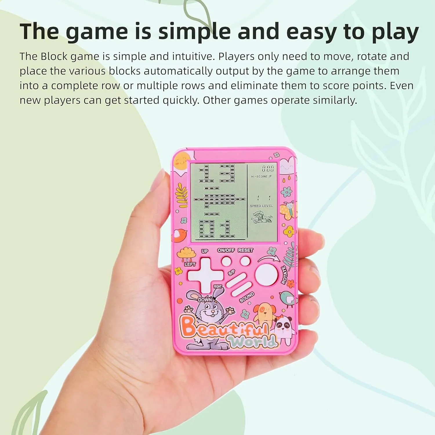 CZT Handheld Block Game Console Built-in Multiple Classic Retro Brick Games Electronic Entertainment Student Game Machine Game playerPortable Gaming Device Kids Girls (Blue)