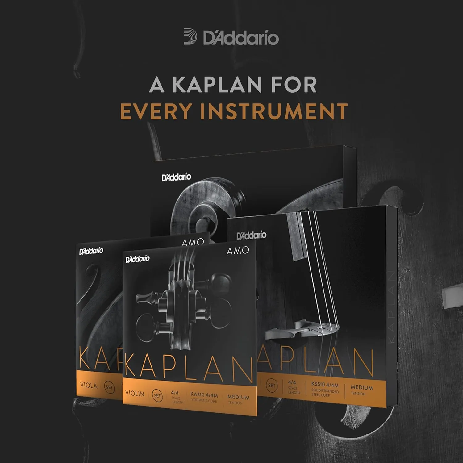 D'Addario Kaplan Bass Strings - Full Set - K610 3/4L - For Upright Bass, Double Bass - 3/4 Scale, Light Tension