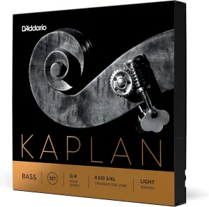D'Addario Kaplan Bass Strings - Full Set - K610 3/4L - For Upright Bass, Double Bass - 3/4 Scale, Light Tension