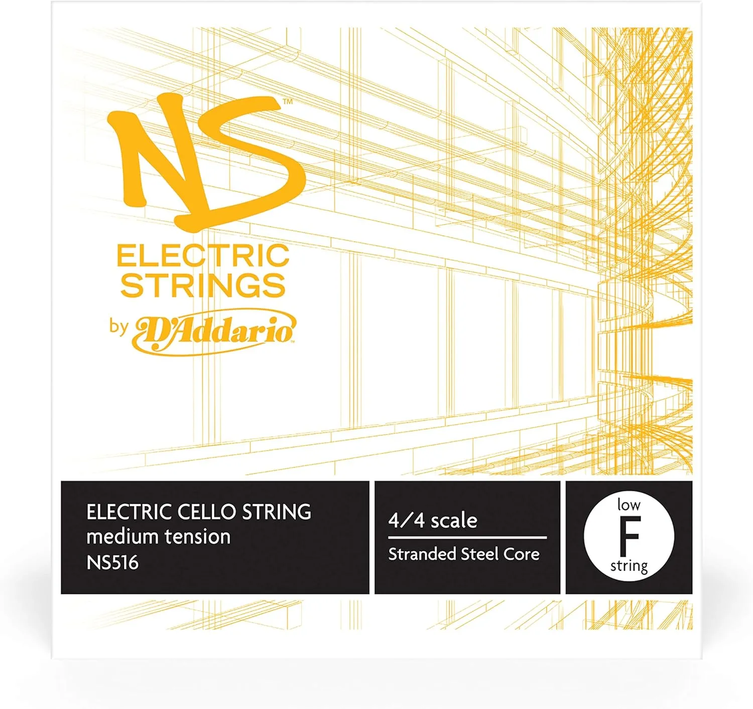 D'Addario NS Electric Cello Single Low F String, 4/4 Scale, Medium Tension