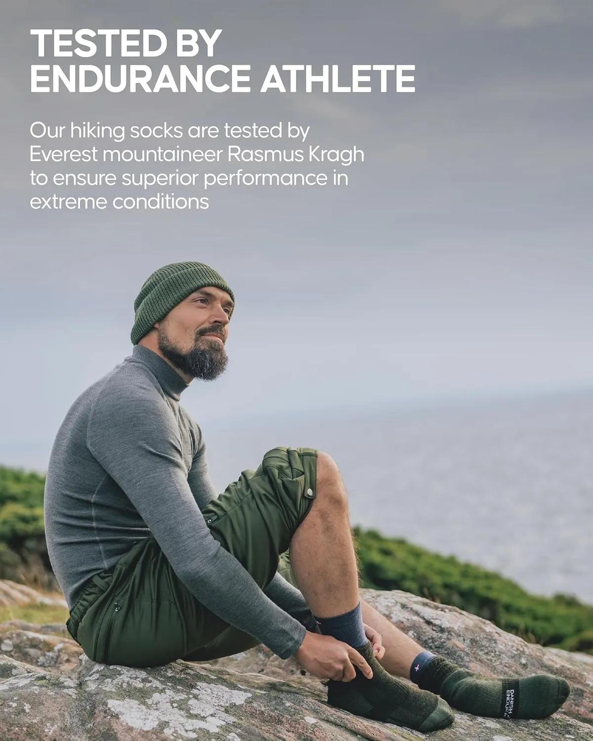 DANISH ENURANCE Premium Outdoor Hiking Socks, Merino Wool, Men & Women, 2-Pack