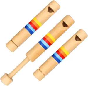 DECHOUS Musical Toys for Boys and Girls: 3 Pack Wooden Flute Early Learning Instruments Bright Design Easy to Carry