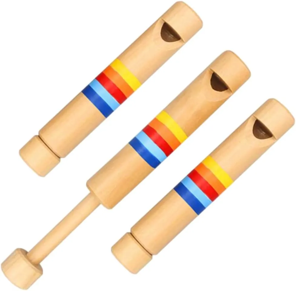 DECHOUS Musical Toys for Boys and Girls: 3 Pack Wooden Flute Early Learning Instruments Bright Design Easy to Carry