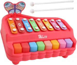 DECHOUS Piano Musical Instrument for Safe and Smooth Percussion Plaything Enhance Music Sensitivity and Parent Bonding Red