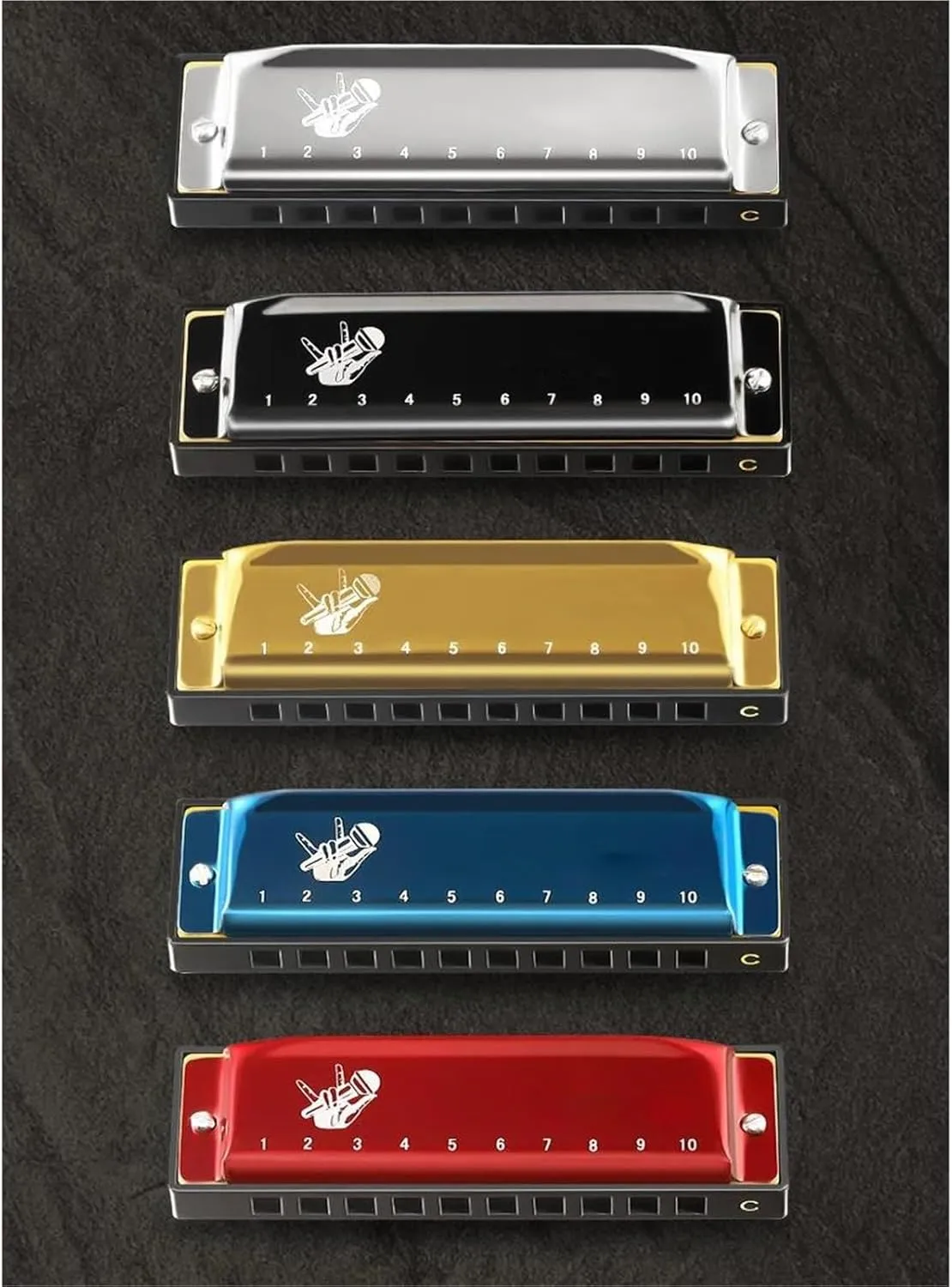 Diatonic Blues Harmonica Key Of C 10 Holes Standard H(Gold)
