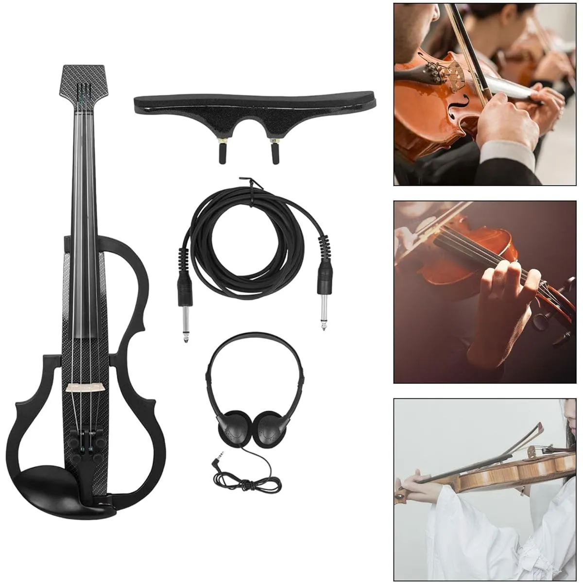 Dickly 4/4 Full Size Electric Violin, Advanced Stringed Instrument, Great Gift for Violin Lovers, Teens with Rest, Style D