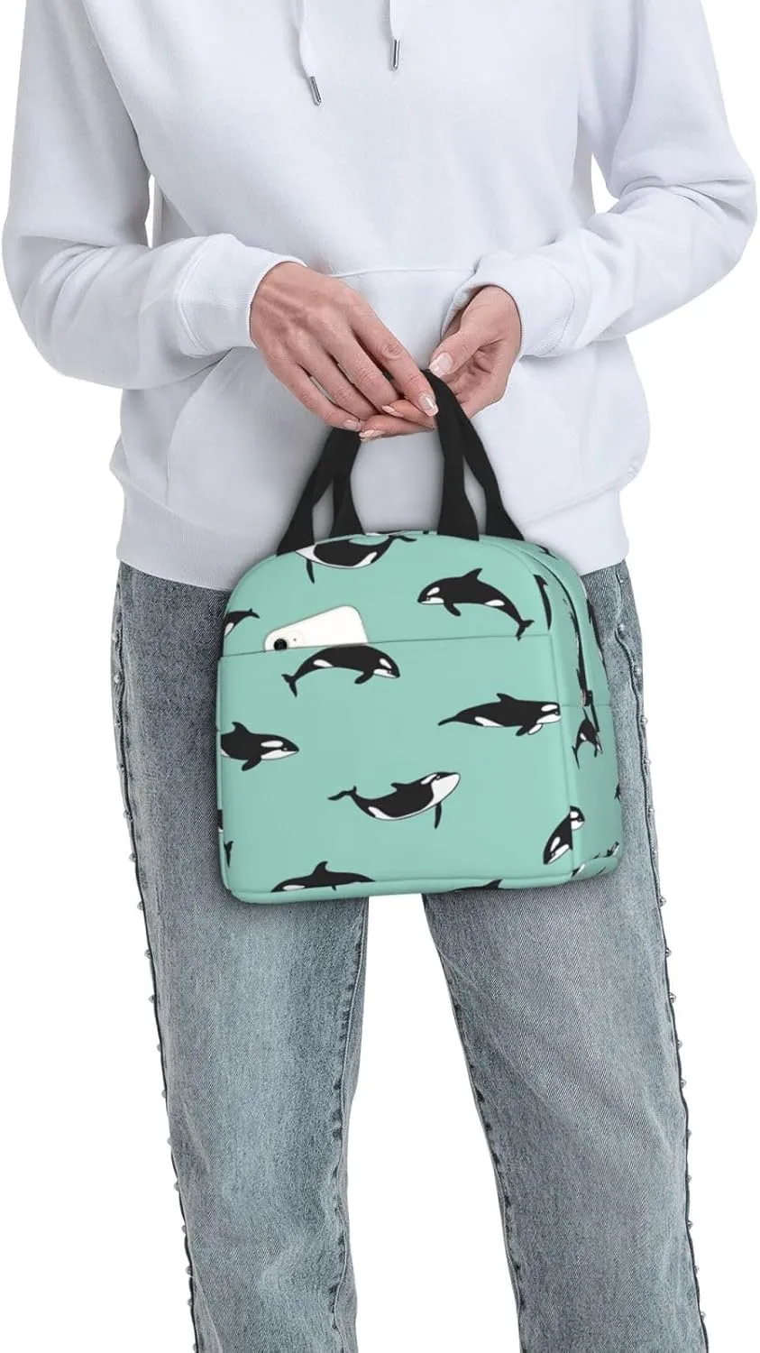 DJnni Pacific Ocean Whale Lunch Bag For Women Men, Leakproof Reusable Lunch Box,Lunch Cooler Tote For Office Outdoor Picnic