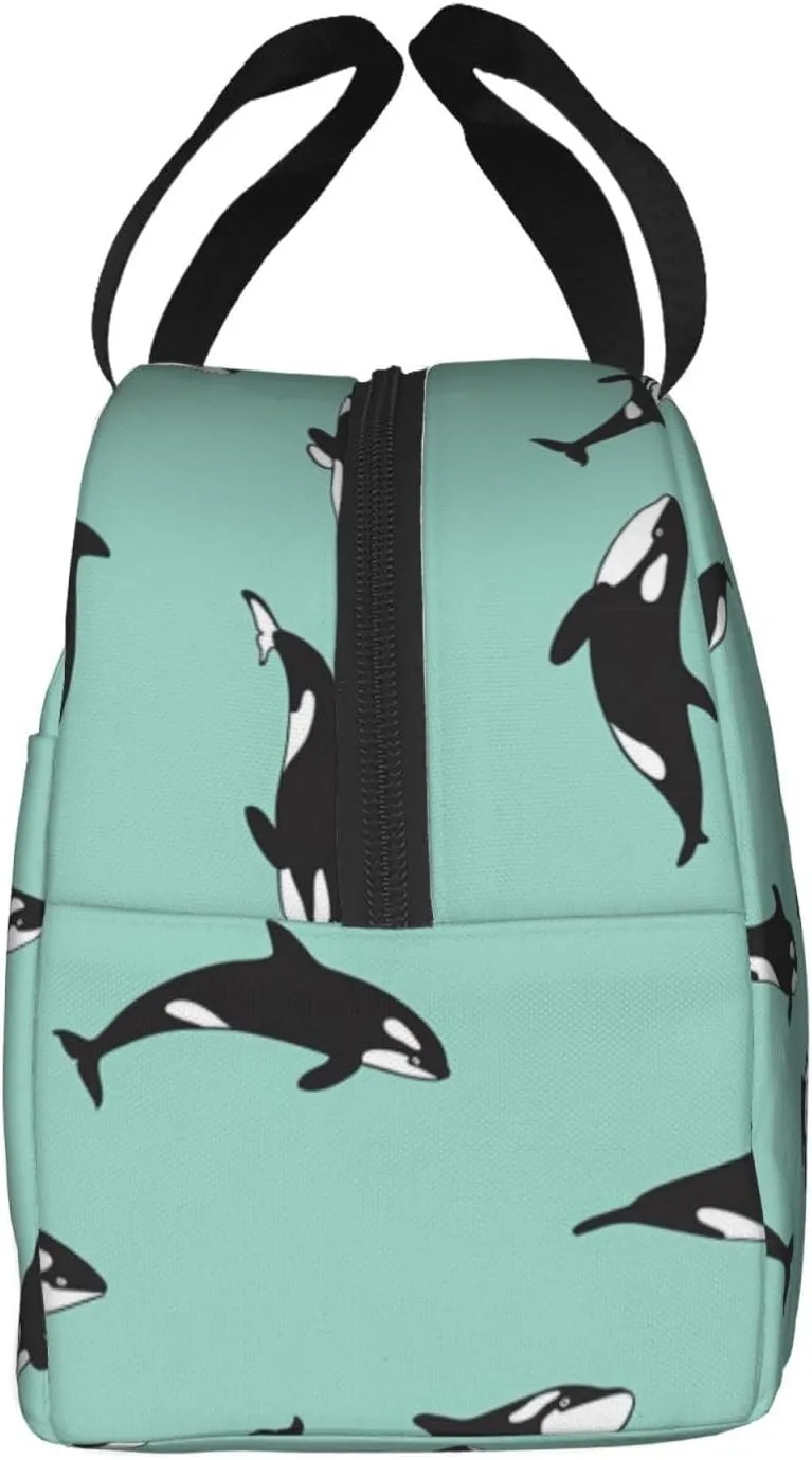 DJnni Pacific Ocean Whale Lunch Bag For Women Men, Leakproof Reusable Lunch Box,Lunch Cooler Tote For Office Outdoor Picnic