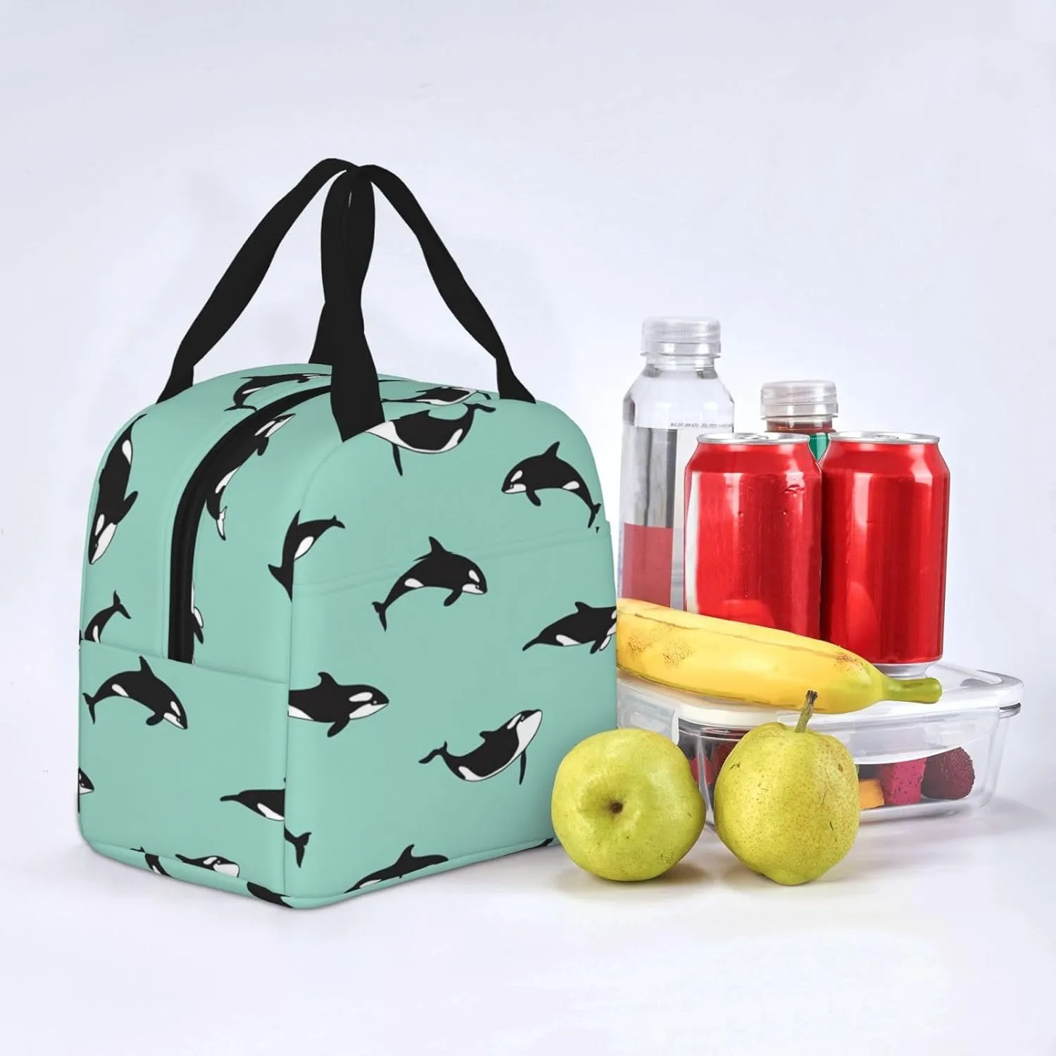 DJnni Pacific Ocean Whale Lunch Bag For Women Men, Leakproof Reusable Lunch Box,Lunch Cooler Tote For Office Outdoor Picnic
