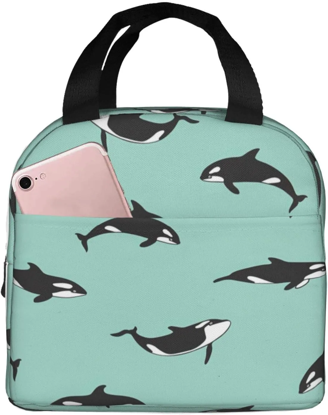 DJnni Pacific Ocean Whale Lunch Bag For Women Men, Leakproof Reusable Lunch Box,Lunch Cooler Tote For Office Outdoor Picnic