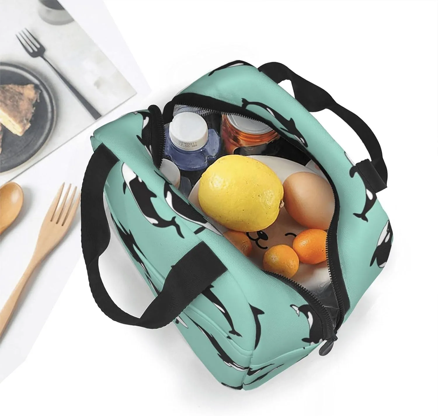 DJnni Pacific Ocean Whale Lunch Bag For Women Men, Leakproof Reusable Lunch Box,Lunch Cooler Tote For Office Outdoor Picnic
