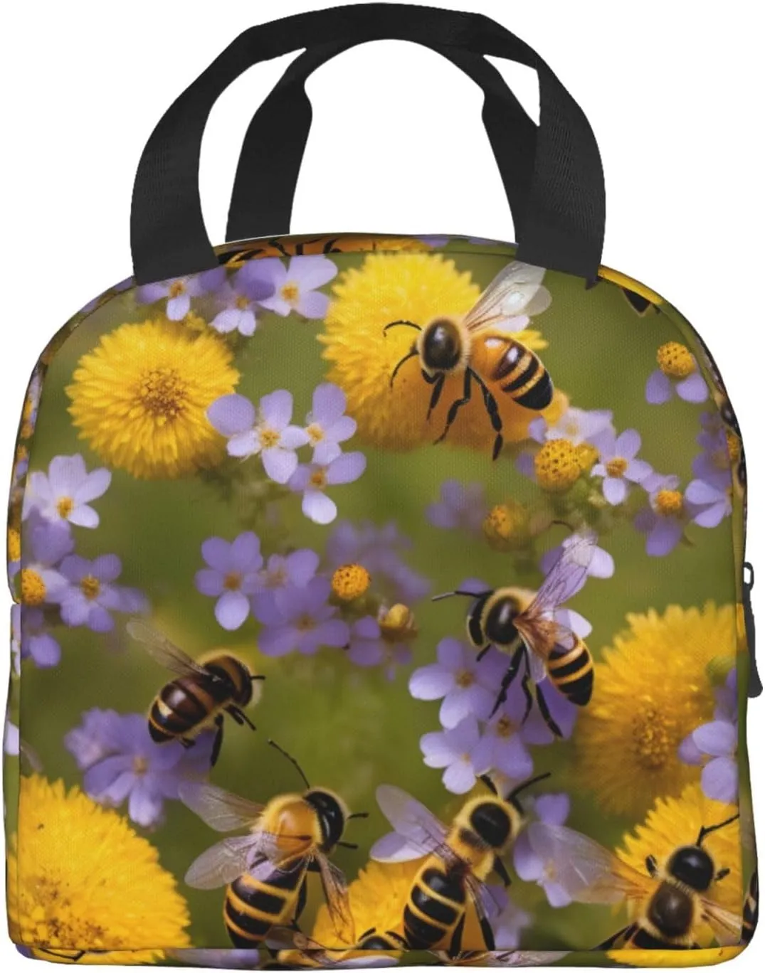 DJnni Rural Honey Bees Wildflowers Lunch Bag For Women Men, Leakproof Reusable Lunch Box,Lunch Cooler Tote For Office Outdoor Picnic