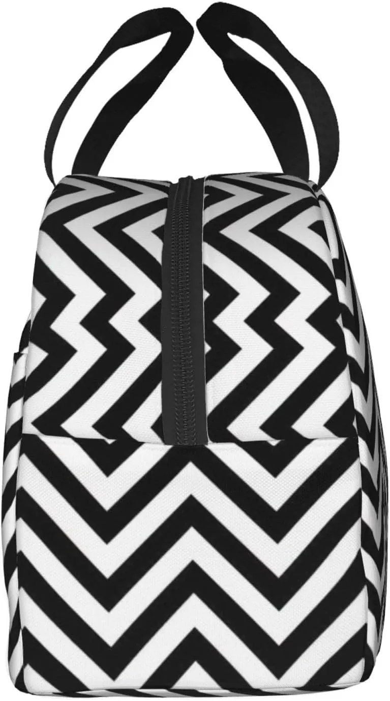 DJnni Zigzag Stripe. Lunch Bag For Women Men, Leakproof Reusable Lunch Box,Lunch Cooler Tote For Office Outdoor Picnic