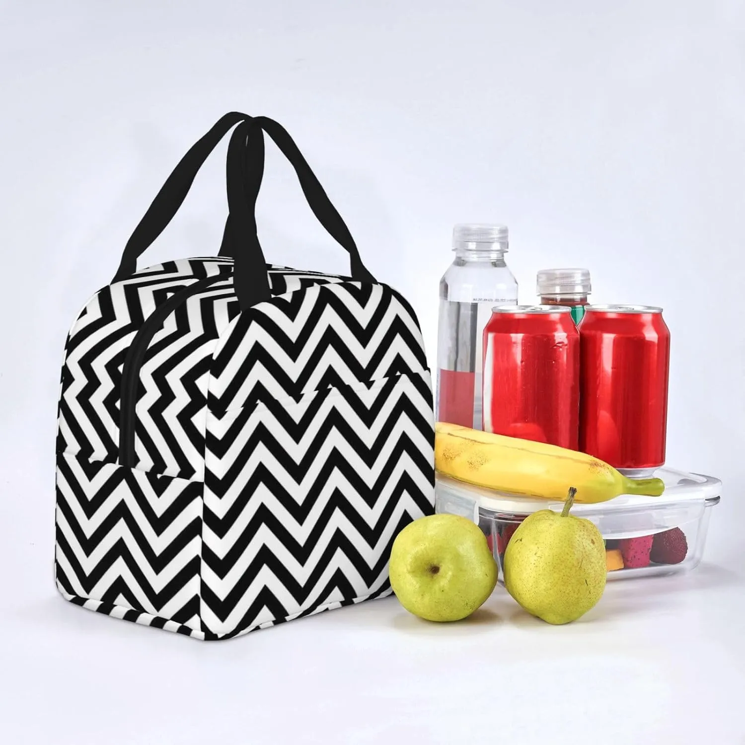 DJnni Zigzag Stripe. Lunch Bag For Women Men, Leakproof Reusable Lunch Box,Lunch Cooler Tote For Office Outdoor Picnic