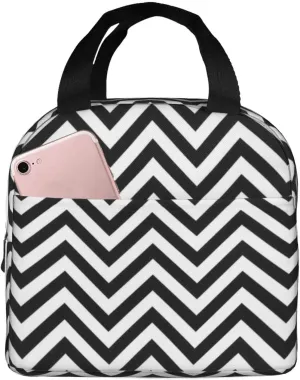 DJnni Zigzag Stripe. Lunch Bag For Women Men, Leakproof Reusable Lunch Box,Lunch Cooler Tote For Office Outdoor Picnic