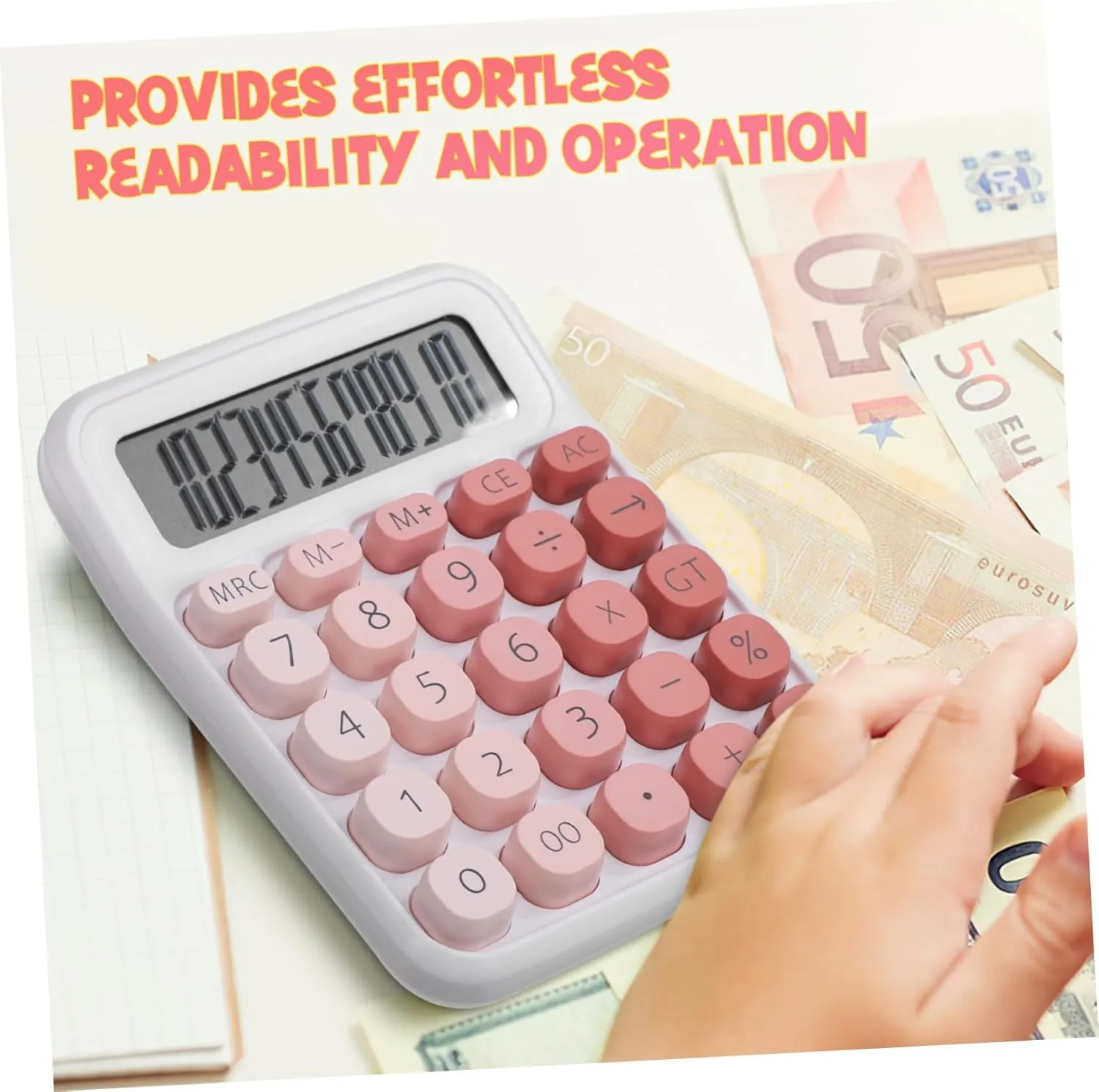 DOITOOL Large Display Calculator Digits Cute Design for Office Easy to Press Buttons Slip Resistant Base for Stability for Students Finance Managers
