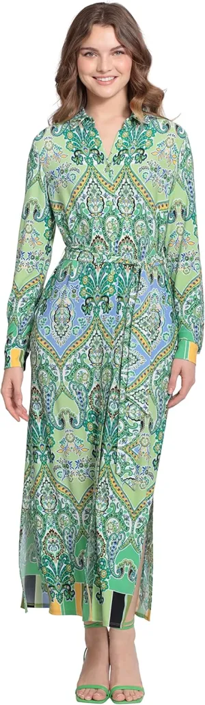 Donna Morgan Women's Long Sleeve Collared Matte Jersey Dress
