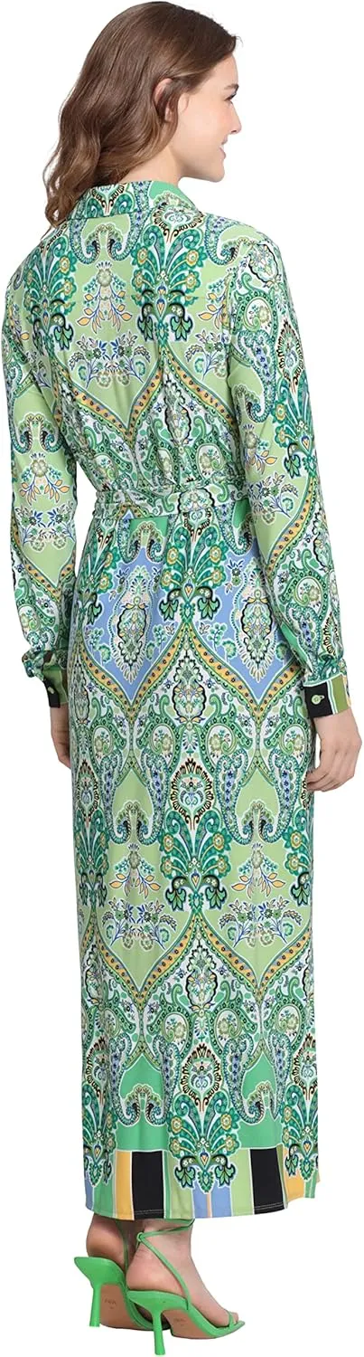 Donna Morgan Women's Long Sleeve Collared Matte Jersey Dress