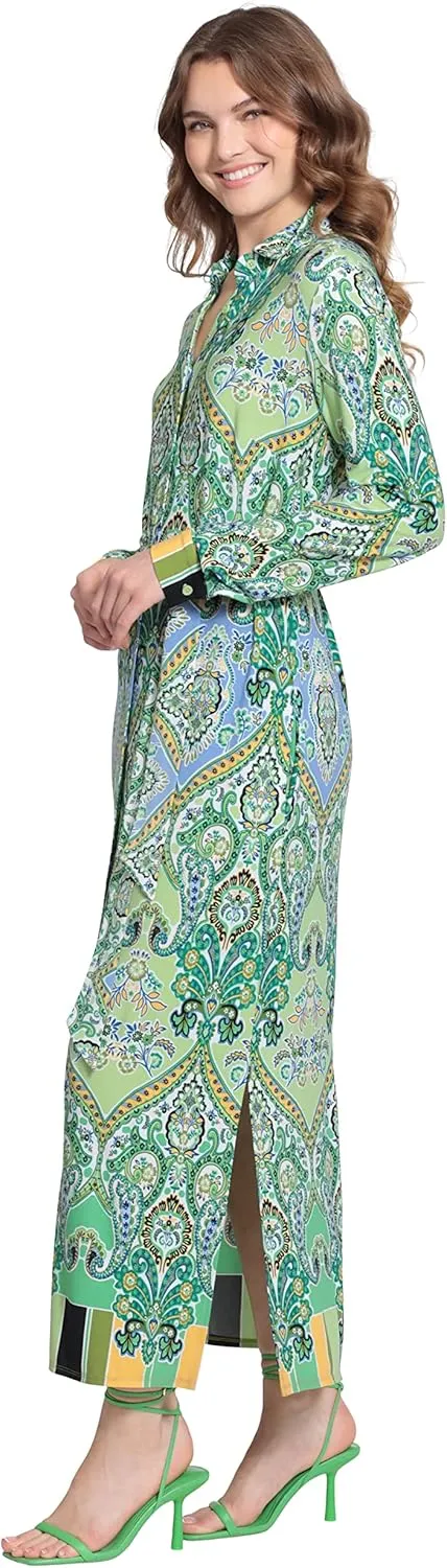 Donna Morgan Women's Long Sleeve Collared Matte Jersey Dress