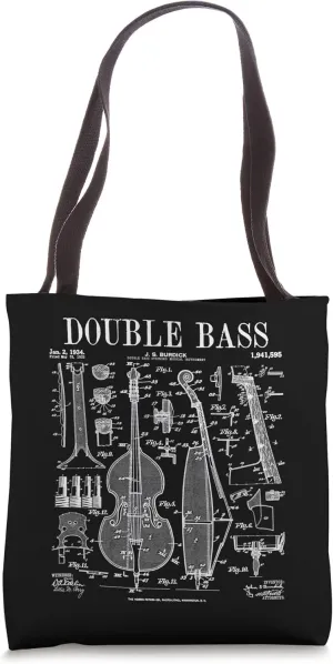 Double Bass Player Bassist Musical Instrument Vintage Patent Tote Bag