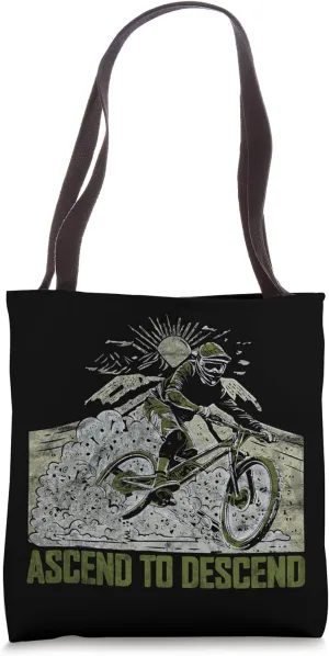 Downhill Racing Mountain Bike MTB Ascend To Descend Retro Tote Bag