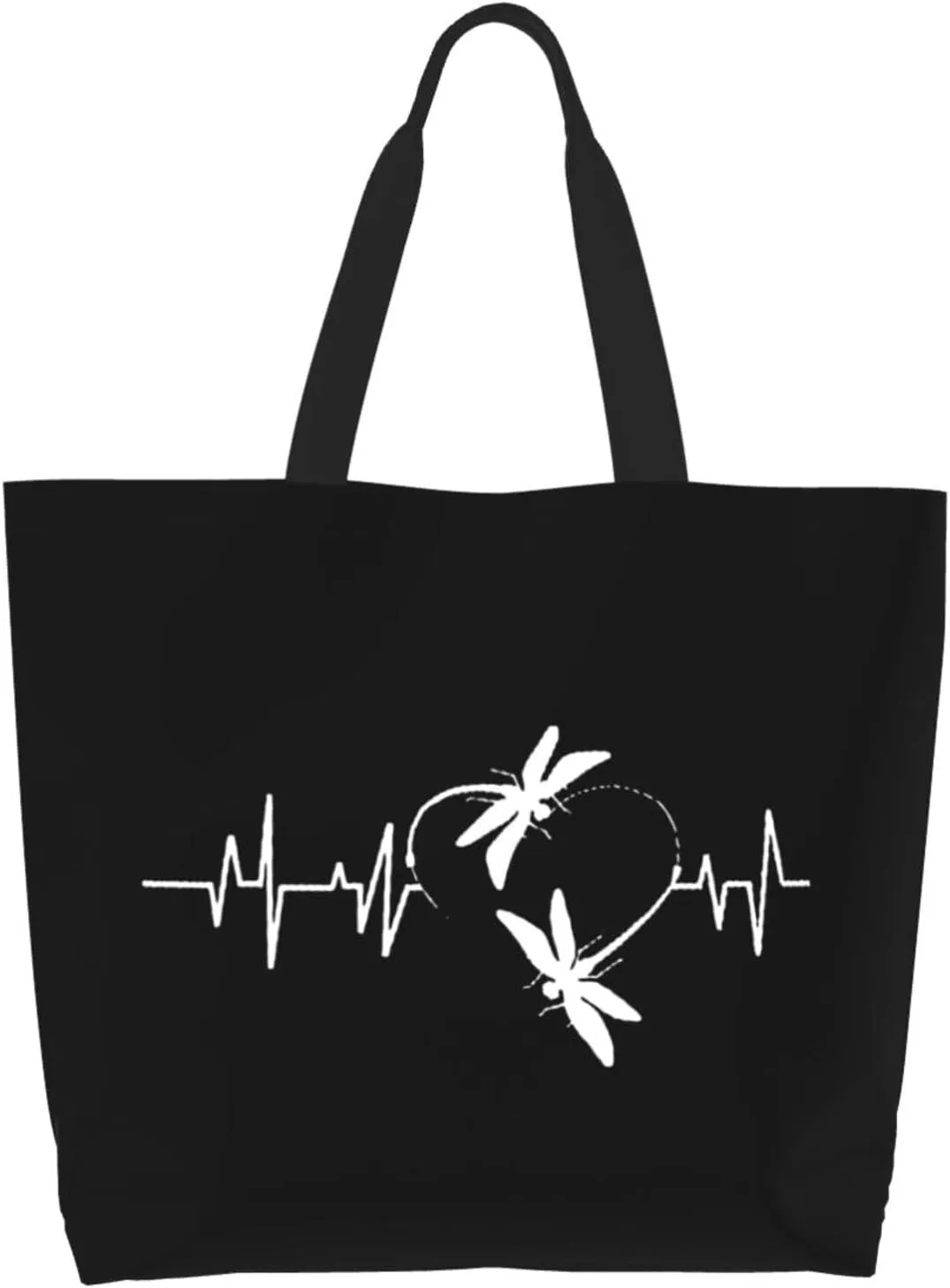 Dragonfly Heartbeat Women's Lightweight Canvas Handbag Waterproof Reusable Shopping Bag