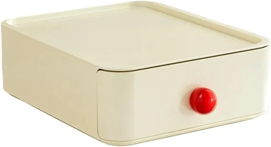 Drawer-type storage box, desktop miscellaneous item classification box, office desk entrance storage box(Red handle)