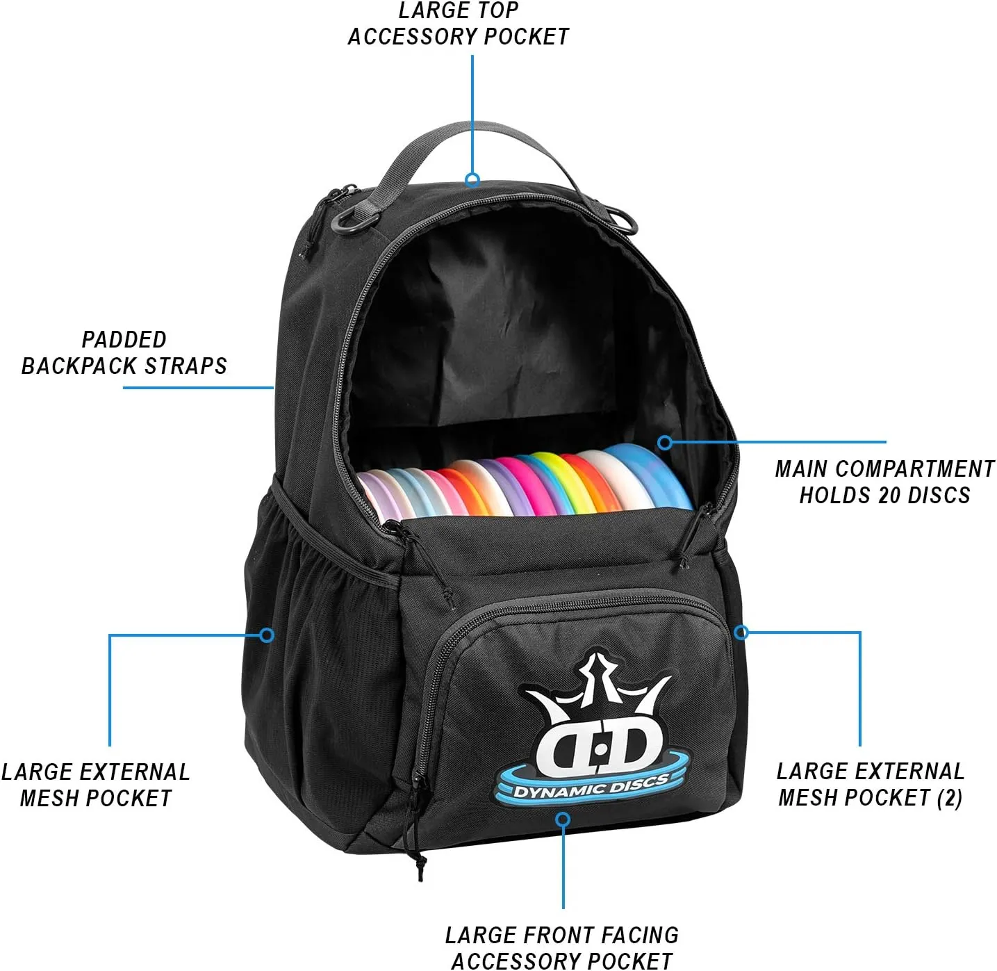 Dynamic Discs Cadet Disc Golf Bag - 17  Discs Capacity - Beginner Disc Golf Accessories for Men - USA Business & Support - Includes Accessories Pouch & Water Bottle Holder - Lightweight & Durable