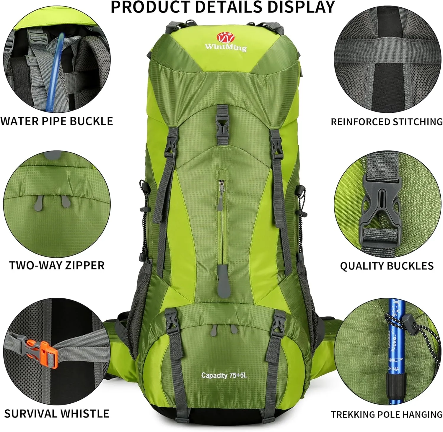 Easy-to-use with Waterproof Stable Men Backpack for Hiking Wintming Shoes 75L Camping Rain Backpack Warehouse Cover Women