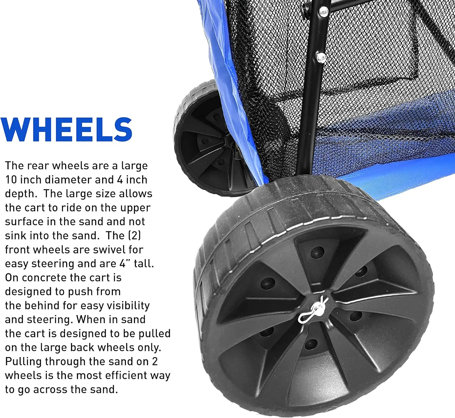 EasyGo Product Beach Cart - Heavy Duty Folding Design - Large Wheels for Sand - Holds 4 Beach Chairs - Storage Pouch - Beach Umbrella Holder - Striped