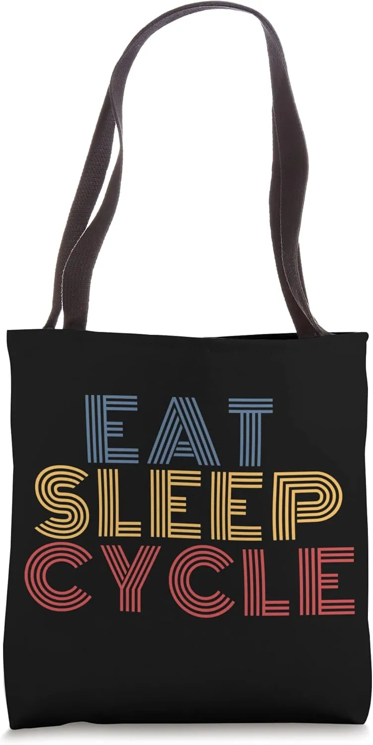 Eat Sleep Cycle retro 70s vintage Tote Bag