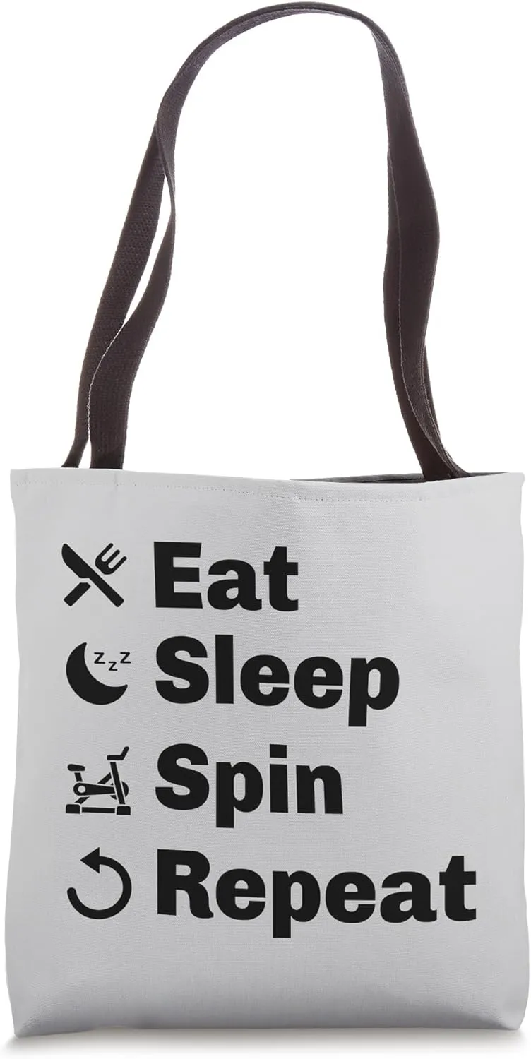 Eat Sleep Spin Repeat Indoor Cycling Spinning Bike Workout Tote Bag