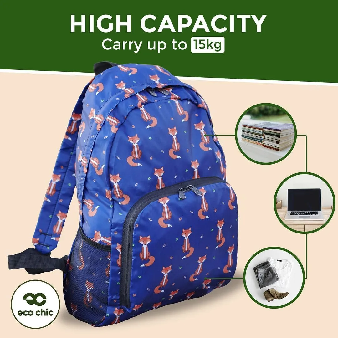 ECO CHIC Hiking Lightweight Packable Backpack - Foldable Daypack for Travel & Hiking & Outdoor Adventures - Waterproof Backpack from Recycled Materials (Giraffes Beige)