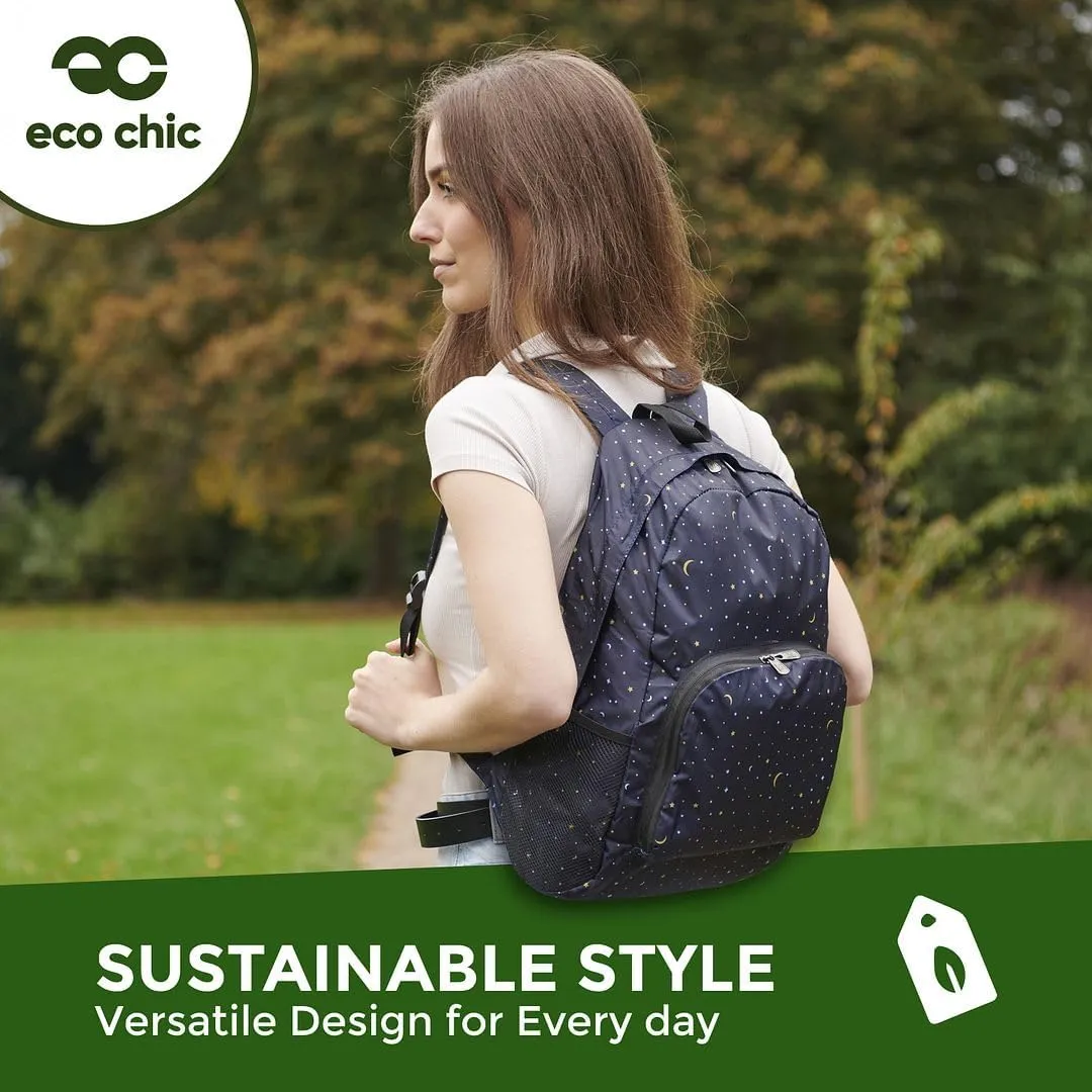 ECO CHIC Hiking Lightweight Packable Backpack - Foldable Daypack for Travel & Hiking & Outdoor Adventures - Waterproof Backpack from Recycled Materials (Giraffes Beige)