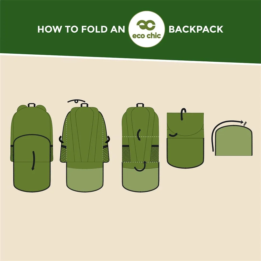 ECO CHIC Hiking Lightweight Packable Backpack - Foldable Daypack for Travel & Hiking & Outdoor Adventures - Waterproof Backpack from Recycled Materials (Giraffes Beige)