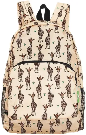 ECO CHIC Hiking Lightweight Packable Backpack - Foldable Daypack for Travel & Hiking & Outdoor Adventures - Waterproof Backpack from Recycled Materials (Giraffes Beige)