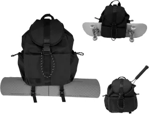 EKE Gym Laptop Yoga Tennis Backpack Sport Gift Versatile for Travel Commuting Swim Skateboard Badminton Casual Waterproof Women Men (Black, 15in)
