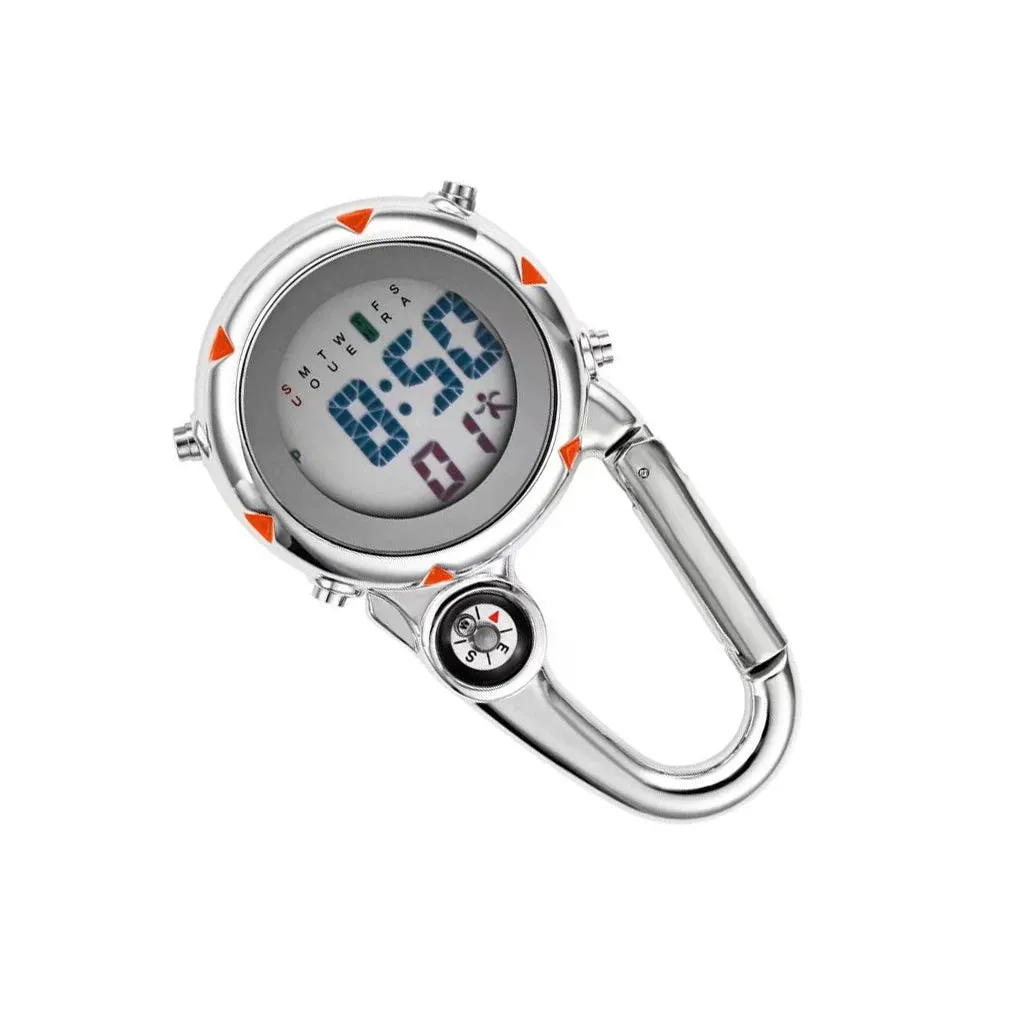 Electronic Luminous Carabiner Clip Watch - Outdoor Clock with Compass Design