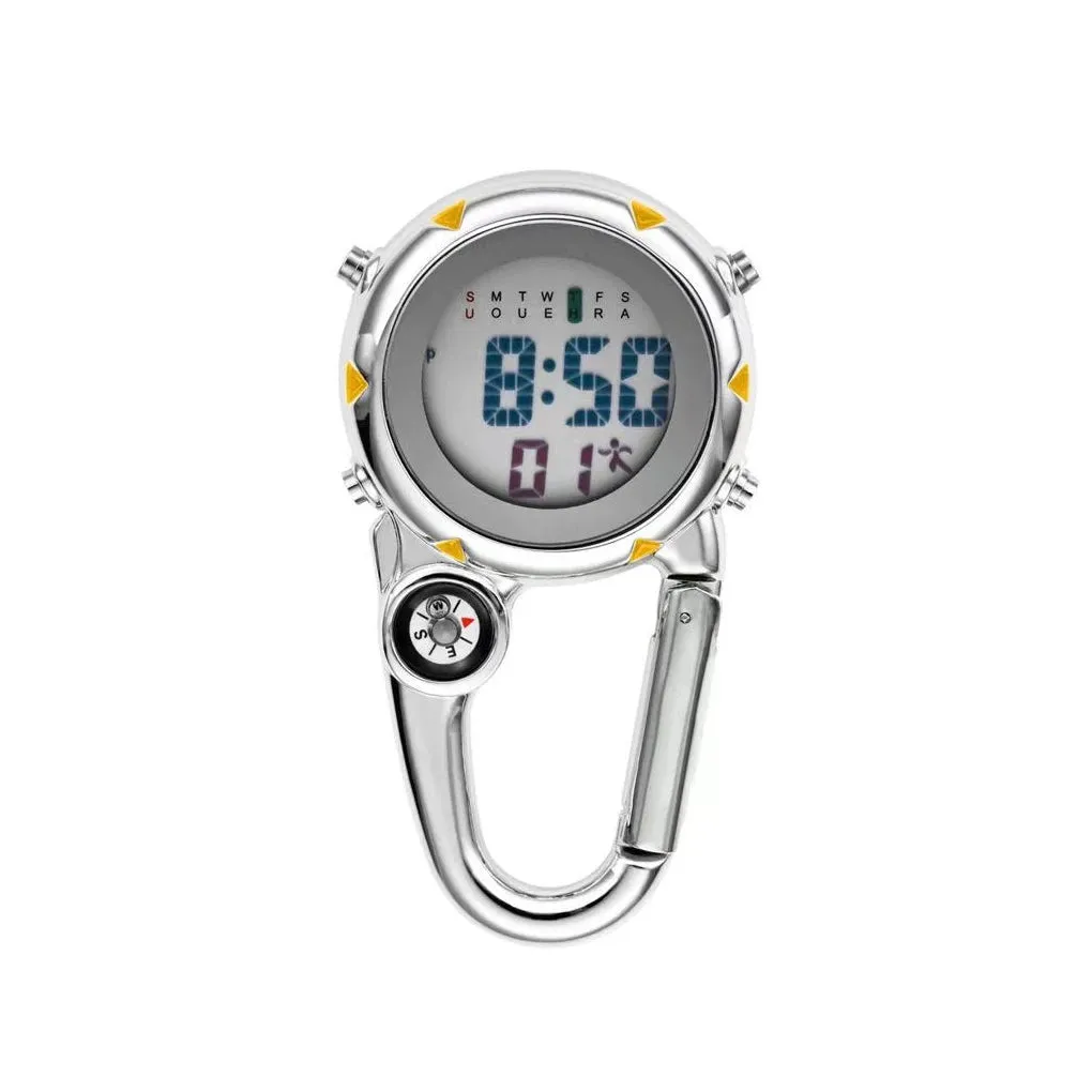 Electronic Luminous Carabiner Clip Watch - Outdoor Clock with Compass Design