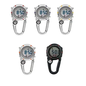 Electronic Luminous Carabiner Clip Watch - Outdoor Clock with Compass Design