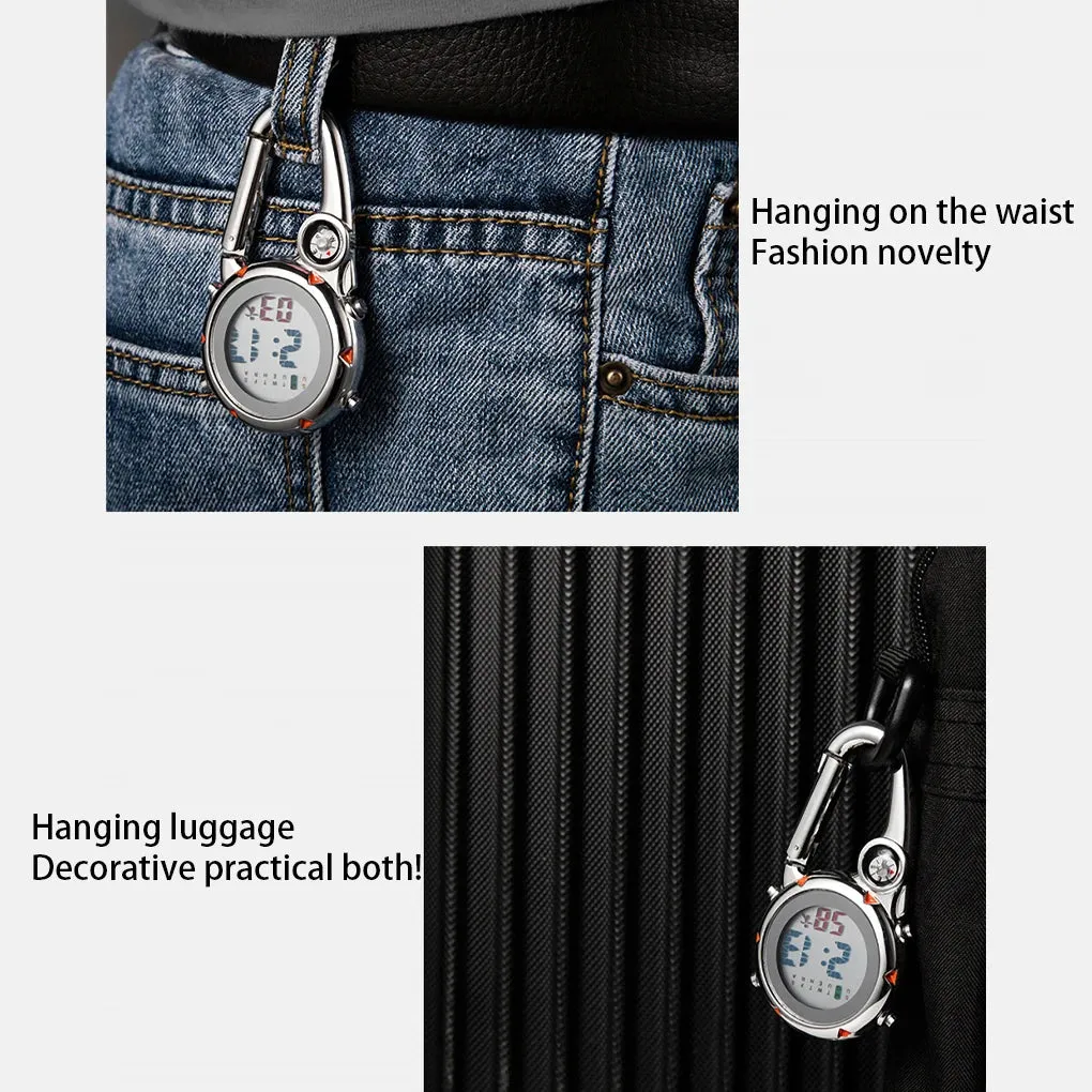 Electronic Luminous Carabiner Clip Watch - Outdoor Clock with Compass Design