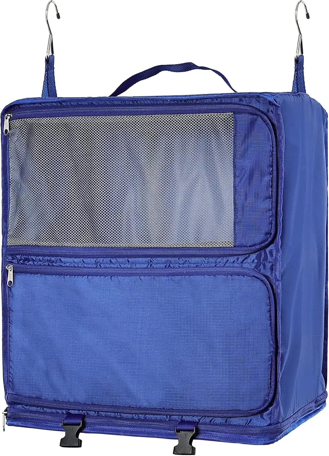 ELEZAY Hanging Packing Cubes Portable Closet 3-Shelf Travel Collapsible Compression Garment Organizer for Carry-on Luggage Suitcase Space Saver Bag XX-Large_16*12 * 24 in, Blue