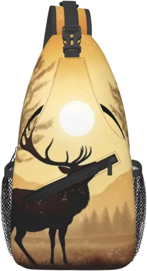 Elk Artwork Cross Chest Bag Diagonally Sling Bag for Men Women Crossbody Shoulder Bag Travel Hiking Daypack